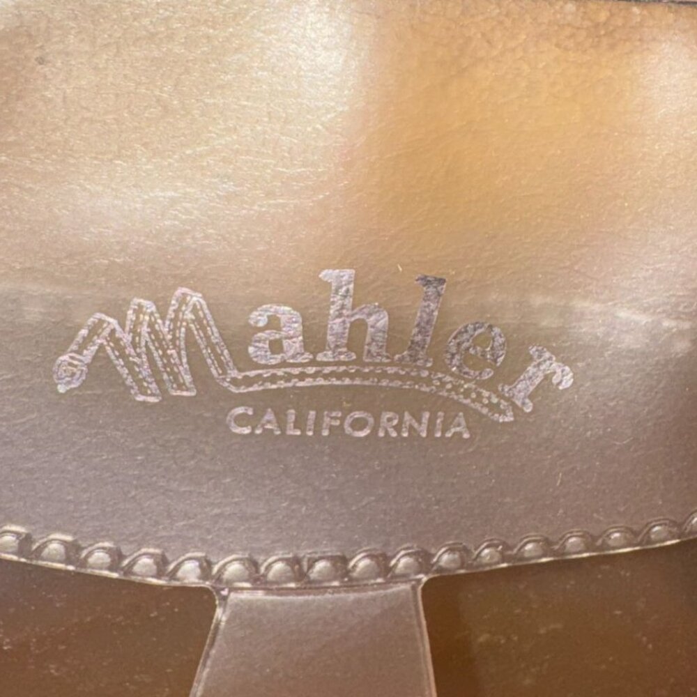 Mahler California Brown & Beige Leather Handbag With Woven Detail & Metal Clasp - Picture 3 of 10